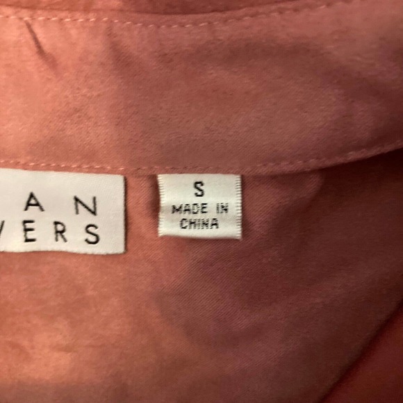 Joan‎ Rivers Shirt Womens Sz S Pink Microsuede Button Up Collared Blouse - Picture 9 of 13